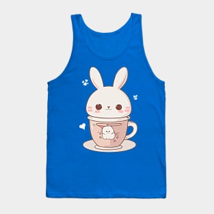 Bunny rabbit in a tea cup kawaii style Tank Top